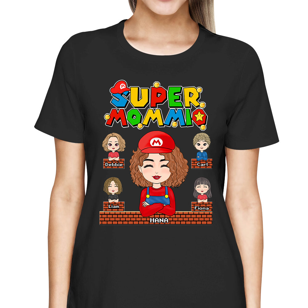 Super Mommio - Personalized Funny Shirt For Mom Aunt Grandma Custom Nickname With Kids