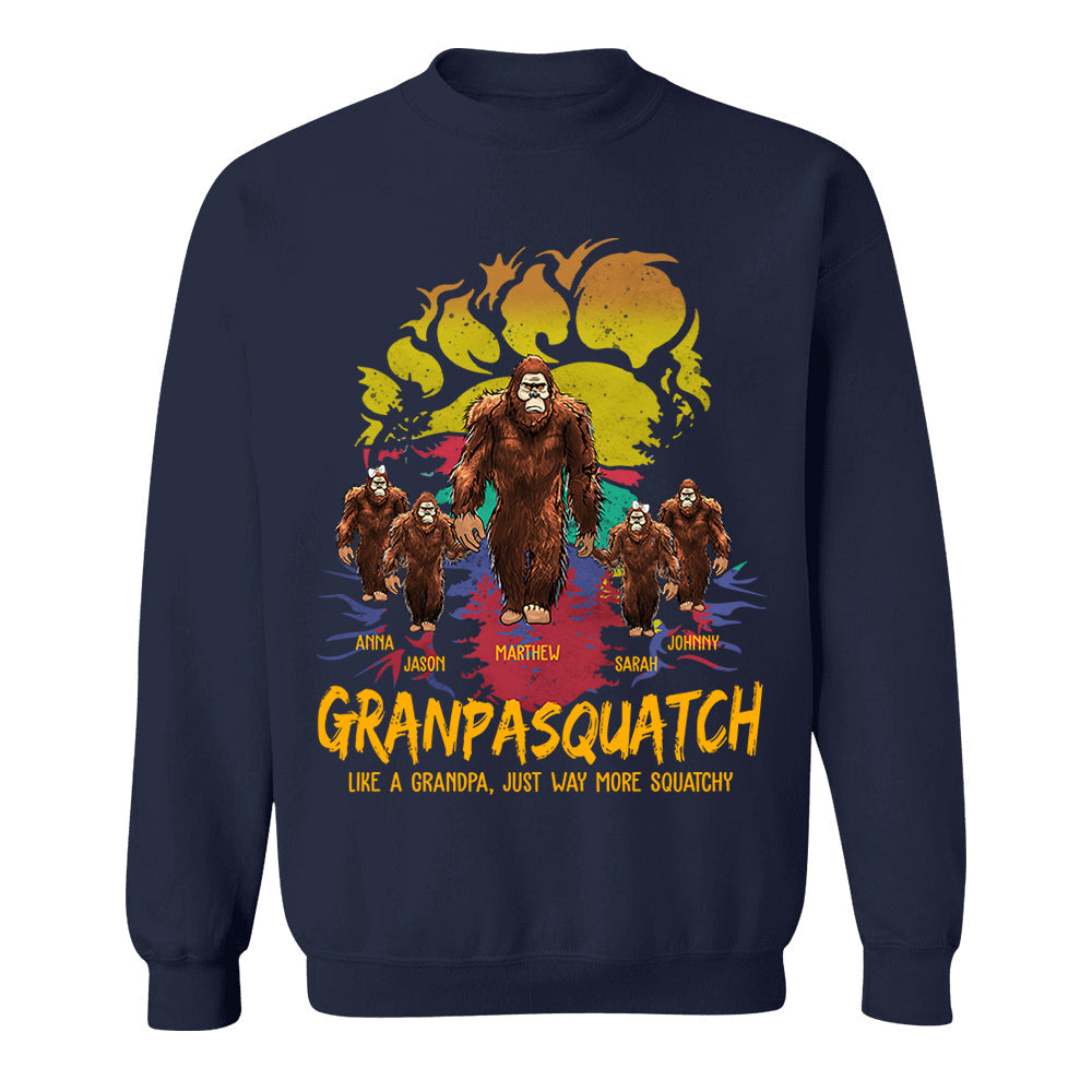 Papasquatch, Like A Grandpa, Just Way More Squatchy - Bigfoot Footprint Personalized Shirt Vr2