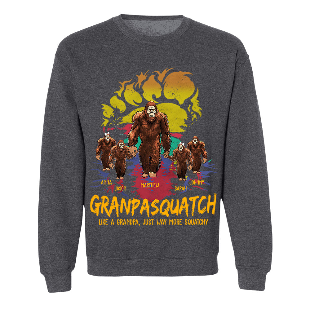 Papasquatch, Like A Grandpa, Just Way More Squatchy - Bigfoot Footprint Personalized Shirt Vr2