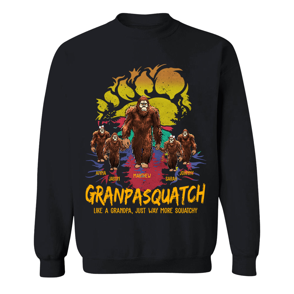 Papasquatch, Like A Grandpa, Just Way More Squatchy - Bigfoot Footprint Personalized Shirt Vr2