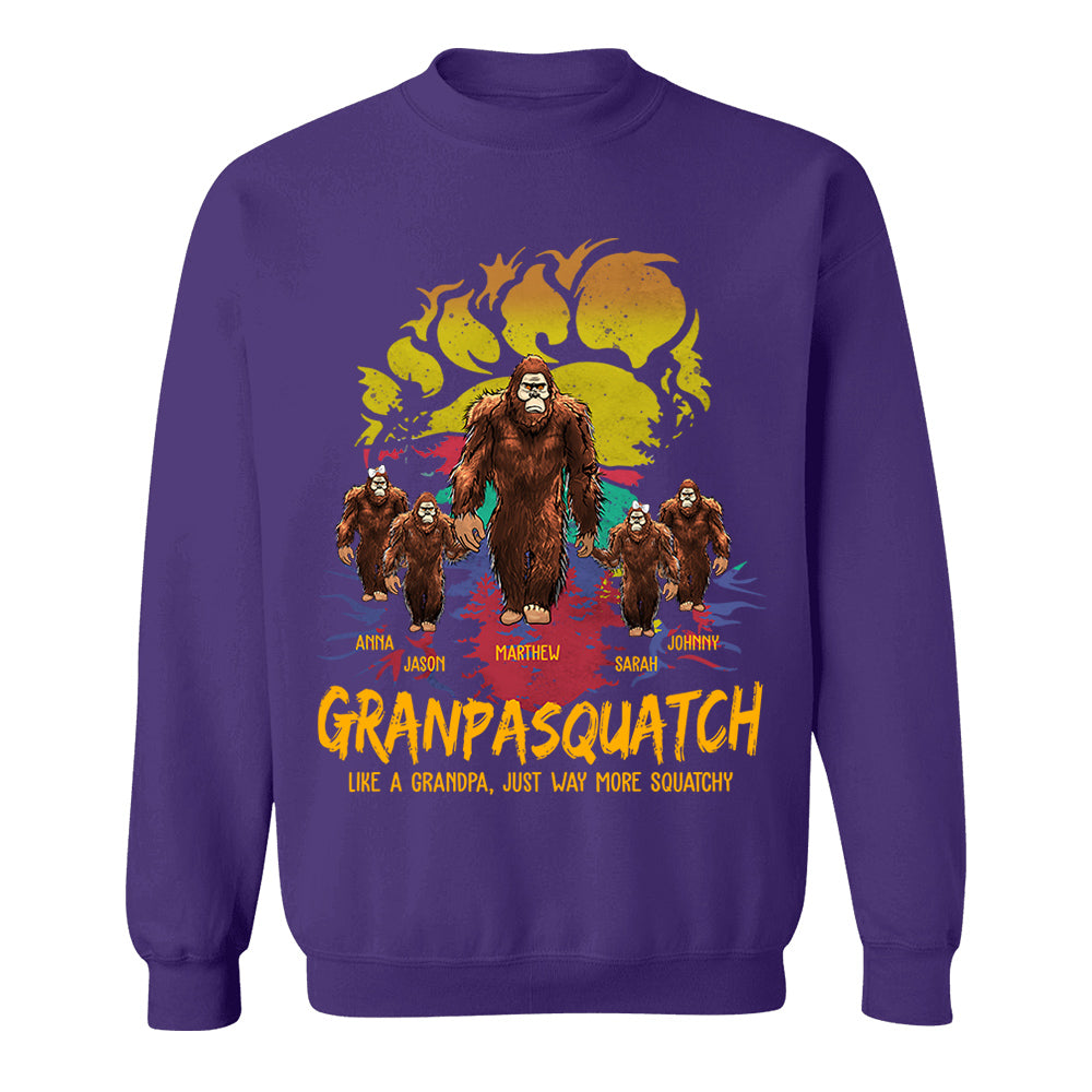 Papasquatch, Like A Grandpa, Just Way More Squatchy - Bigfoot Footprint Personalized Shirt Vr2