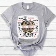 Personalized Leopard Apple Name T-Shirt Teacher Appreciation Gift Ph99