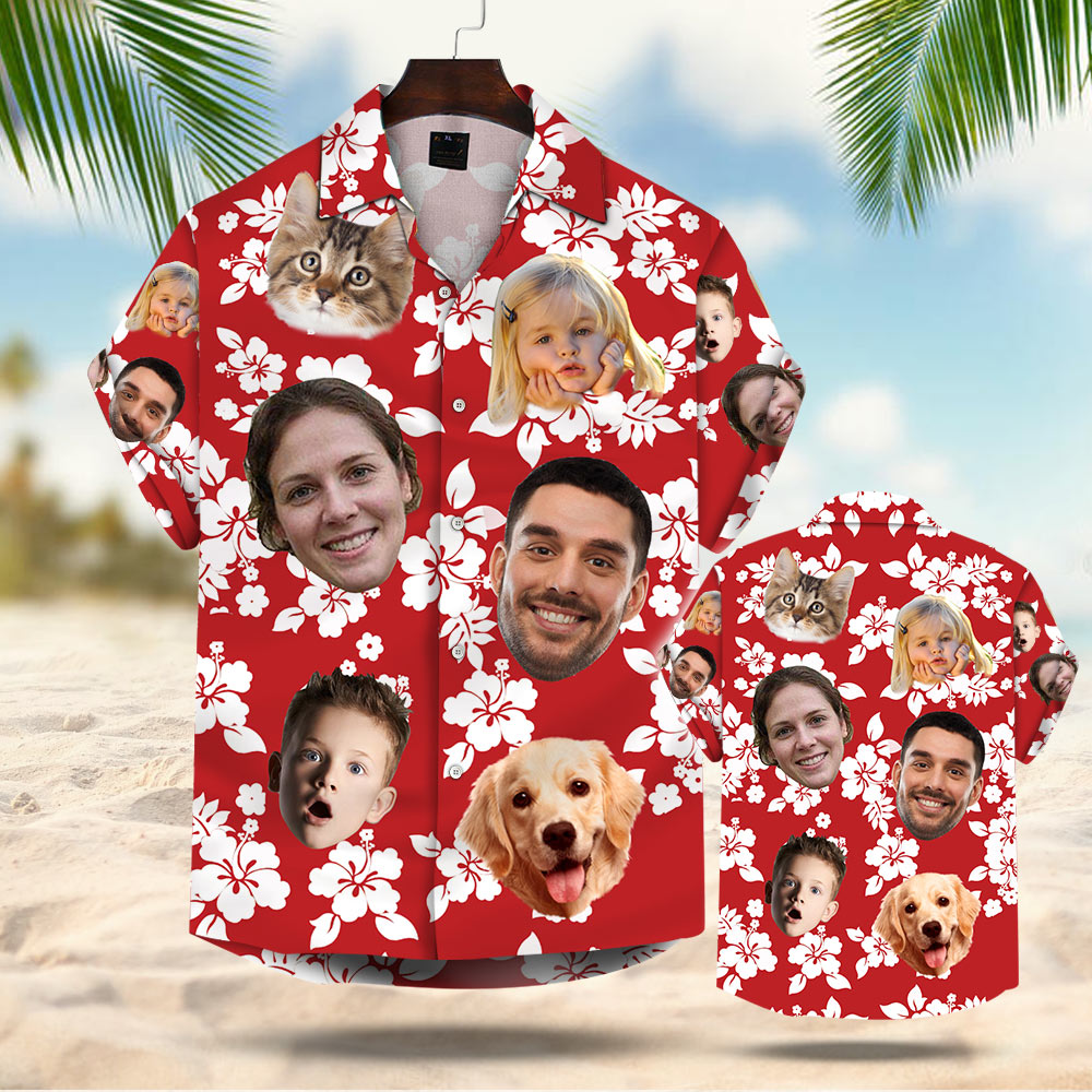 Custom Hawaiian Shirt With Multiple Faces - Personalized Hawaiian Shirt Aloha Shirt