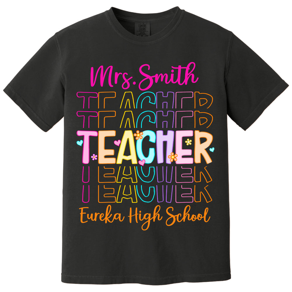 Teacher Back To School Shirt - Personalized School Spirit Gift - Custom Name And School NA04 Tu20