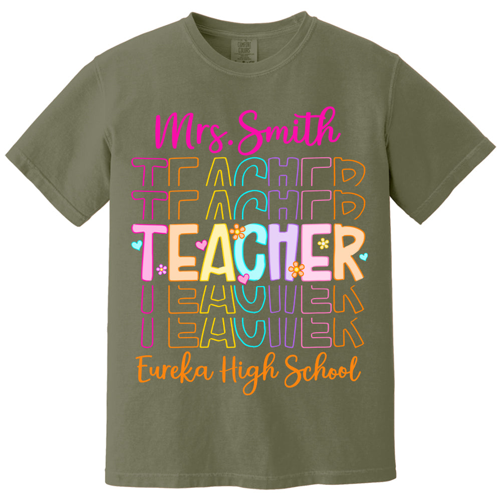 Teacher Back To School Shirt - Personalized School Spirit Gift - Custom Name And School NA04 Tu20