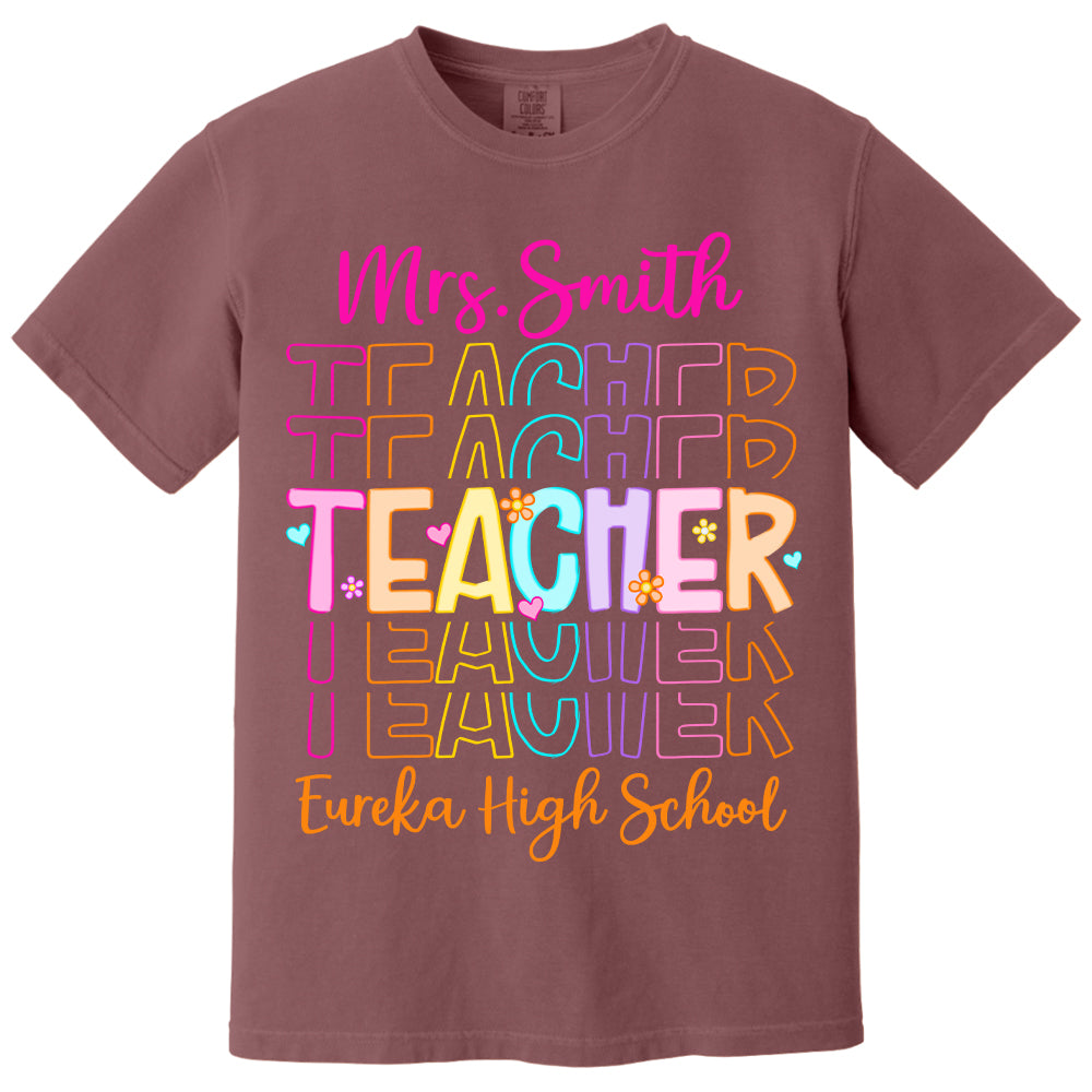 Teacher Back To School Shirt - Personalized School Spirit Gift - Custom Name And School NA04 Tu20
