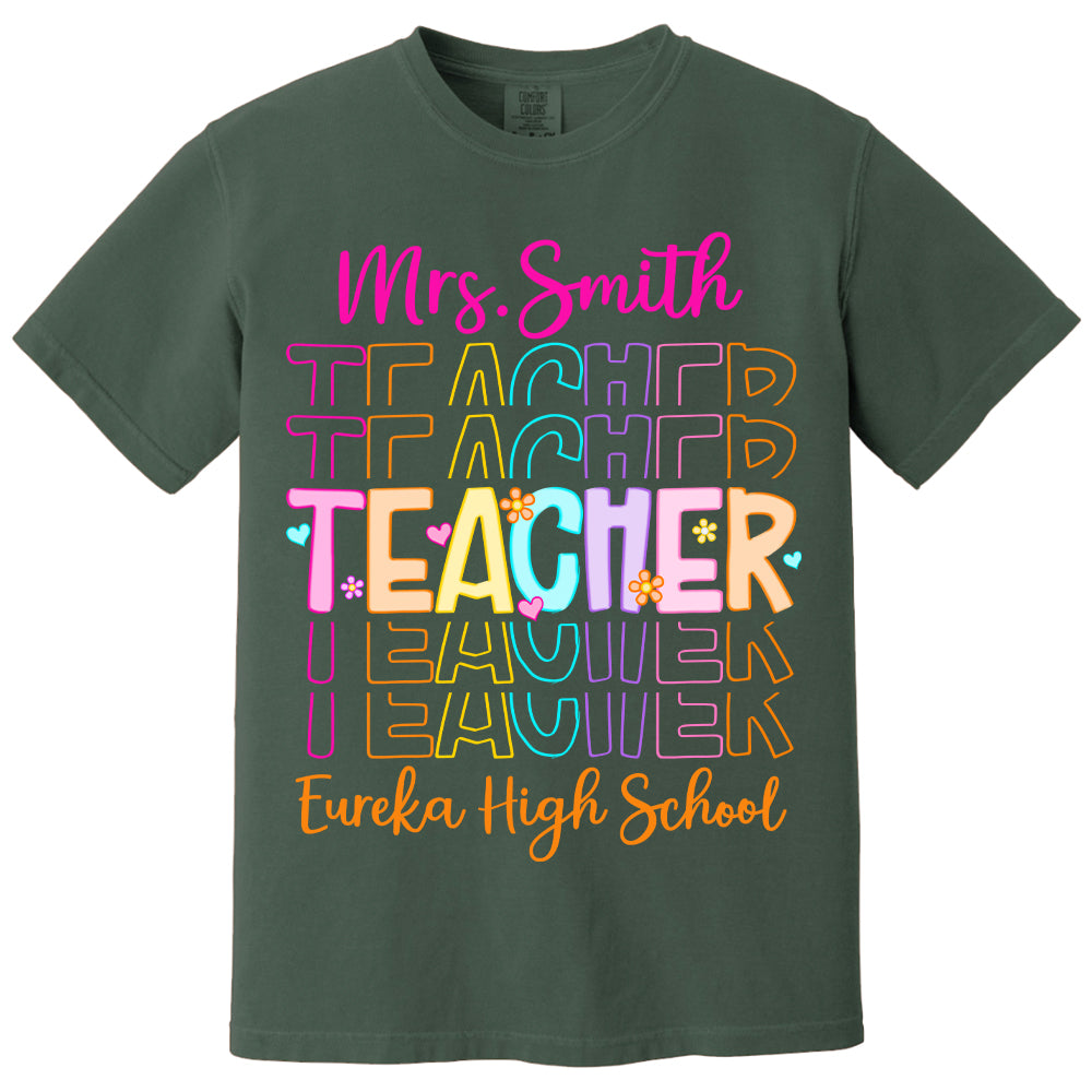 Teacher Back To School Shirt - Personalized School Spirit Gift - Custom Name And School NA04 Tu20
