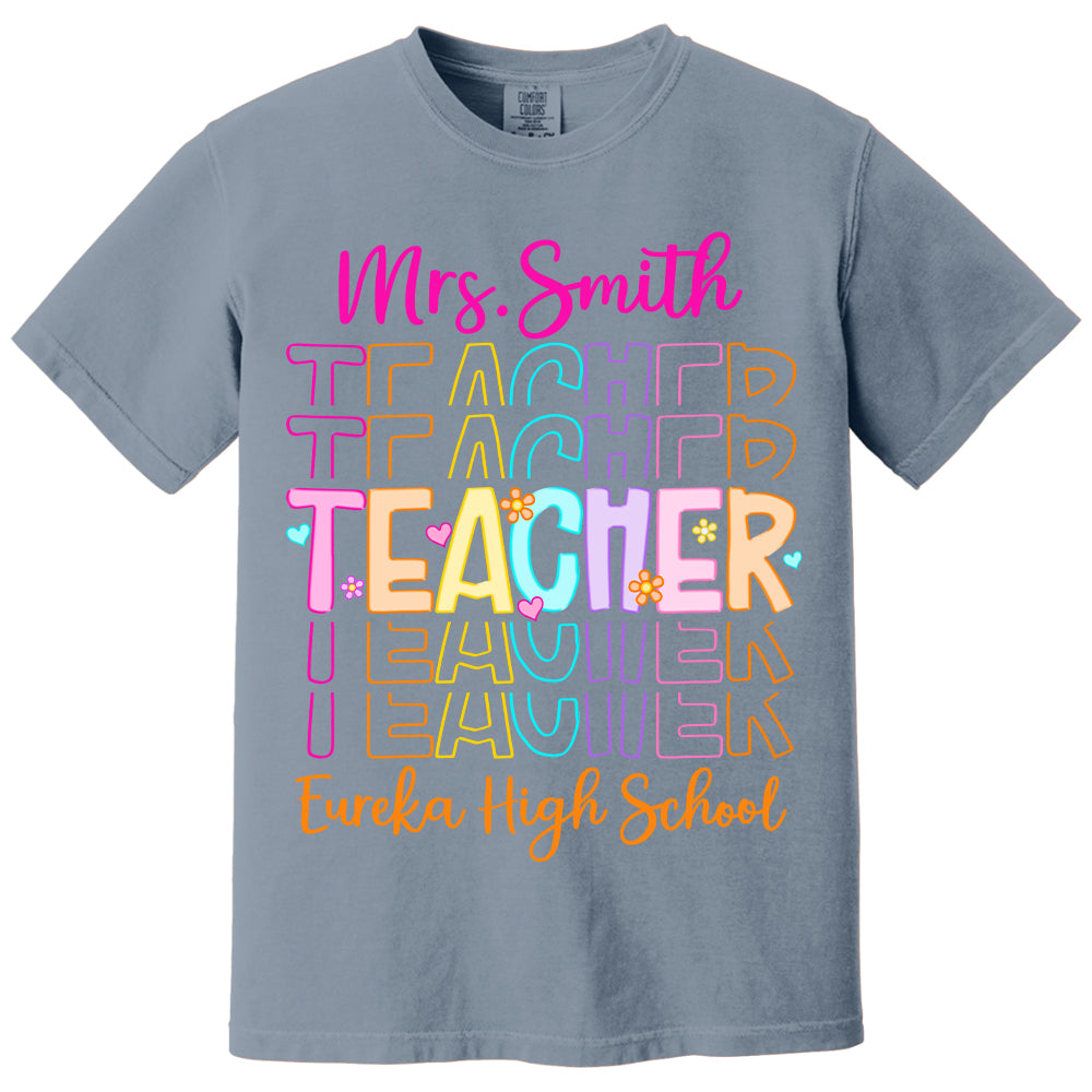 Teacher Back To School Shirt - Personalized School Spirit Gift - Custom Name And School NA04 Tu20