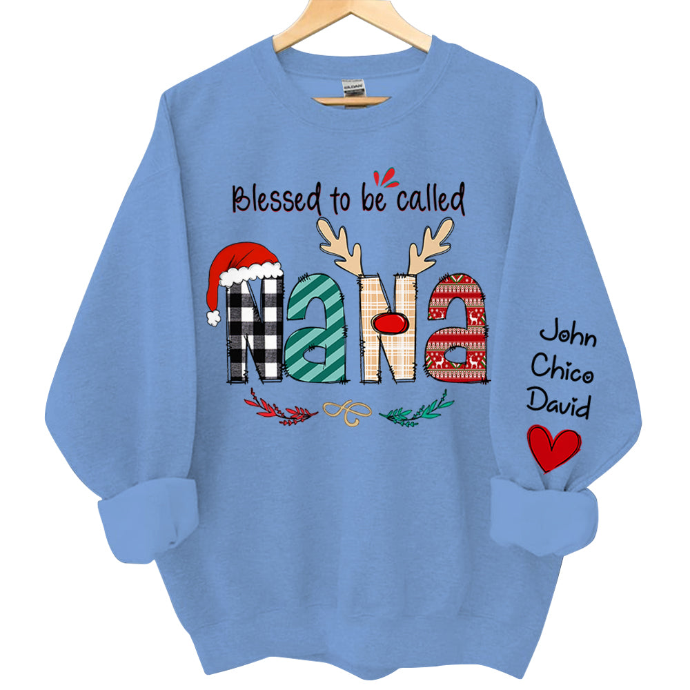 Blessed To Be Called Nana - Personalized Grandma Gift - Custom Grandma and Grandkids Sweatshirt Qa02