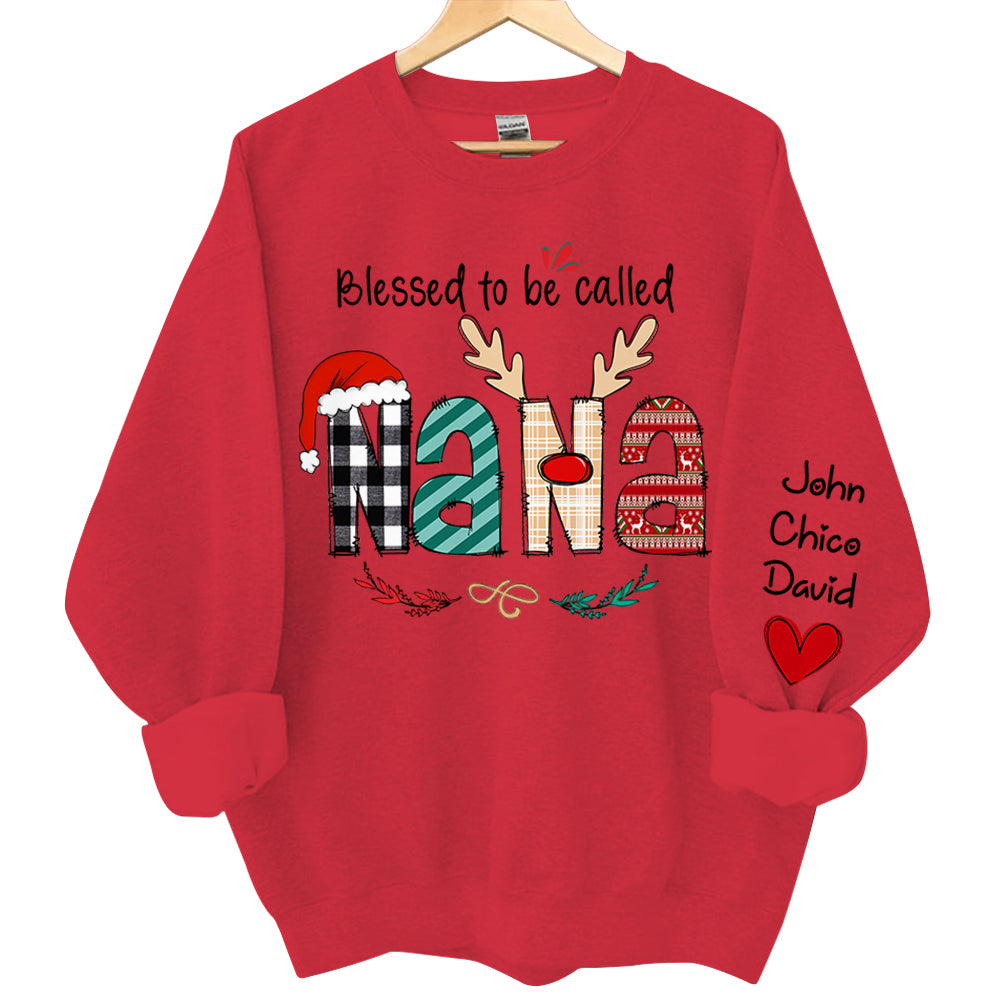 Blessed To Be Called Nana - Personalized Grandma Gift - Custom Grandma and Grandkids Sweatshirt Qa02