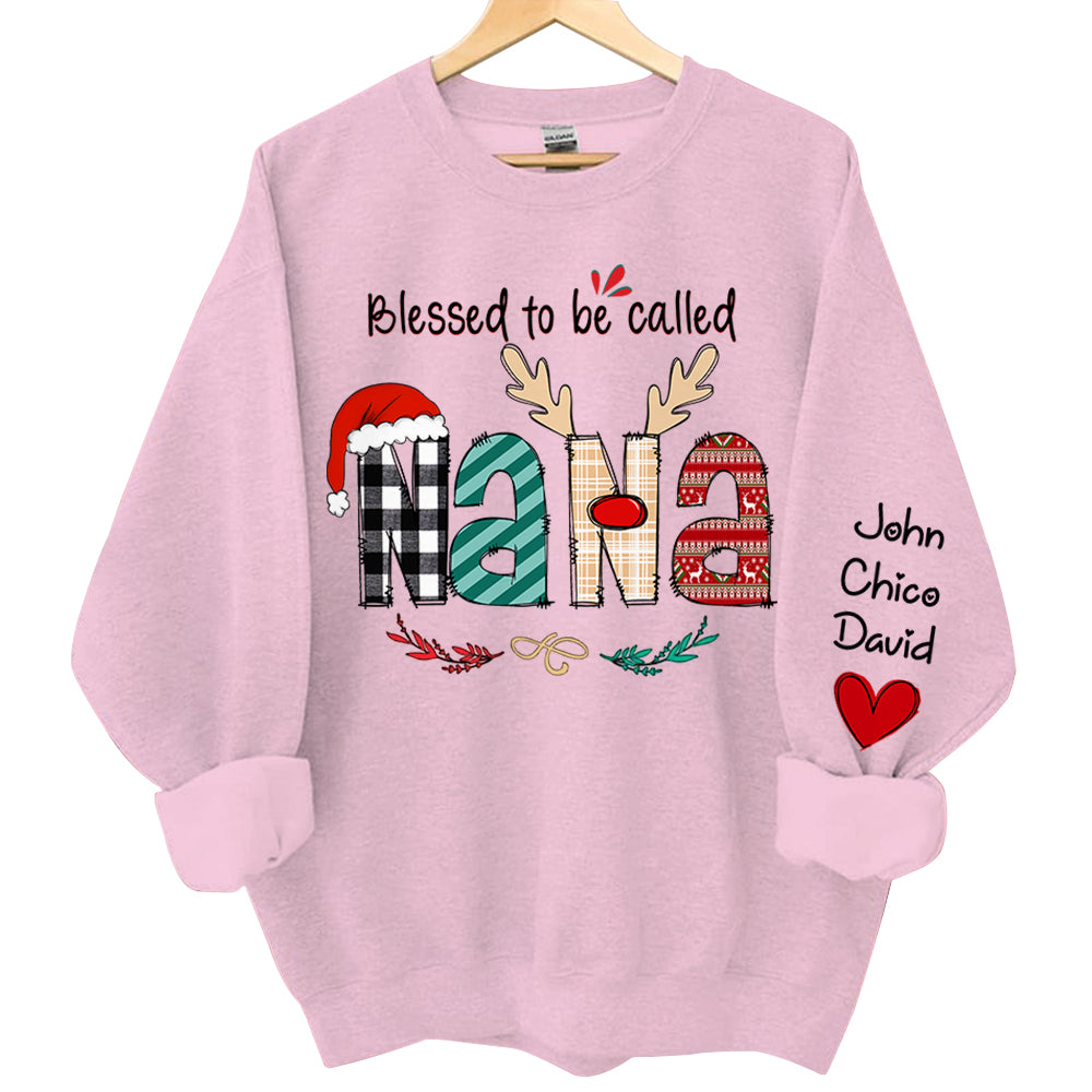 Blessed To Be Called Nana - Personalized Grandma Gift - Custom Grandma and Grandkids Sweatshirt Qa02