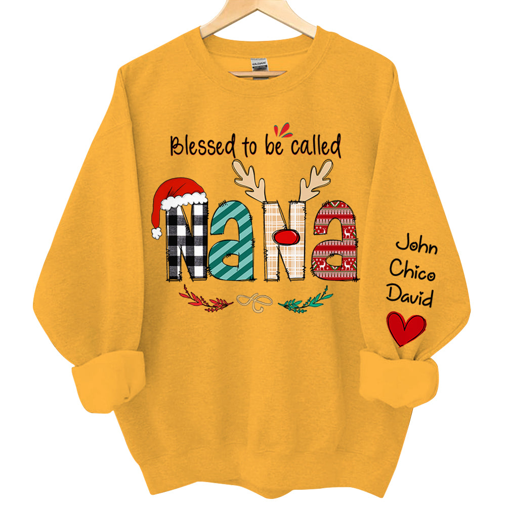Blessed To Be Called Nana - Personalized Grandma Gift - Custom Grandma and Grandkids Sweatshirt Qa02