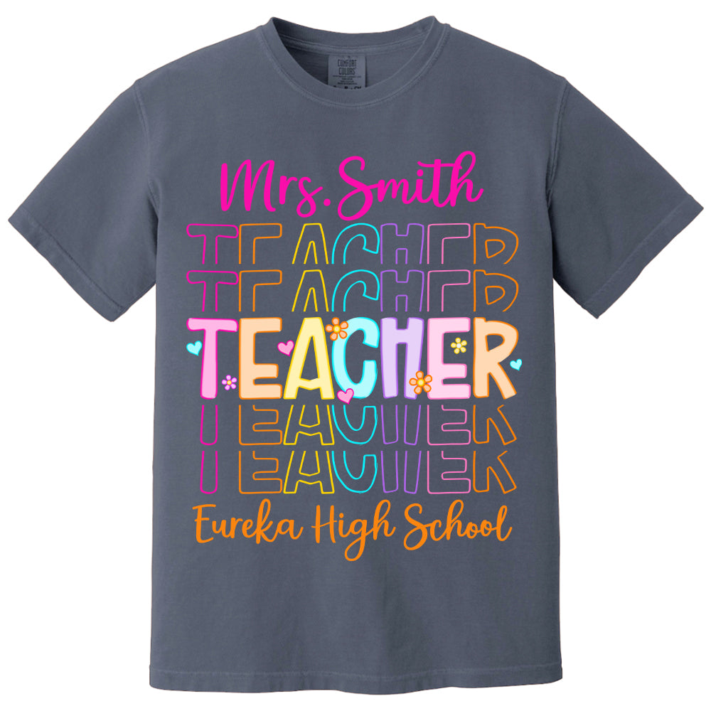 Teacher Back To School Shirt - Personalized School Spirit Gift - Custom Name And School NA04 Tu20