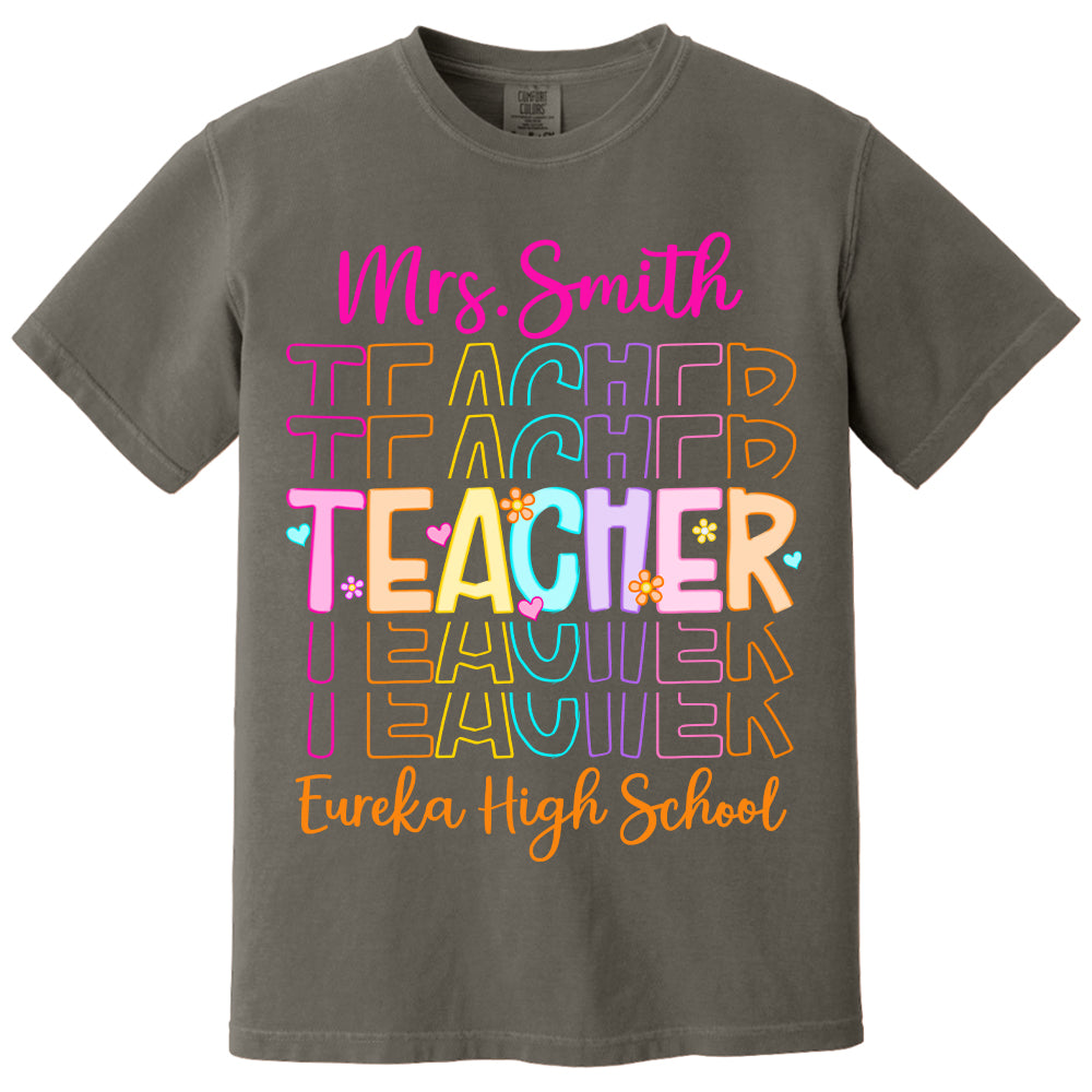 Teacher Back To School Shirt - Personalized School Spirit Gift - Custom Name And School NA04 Tu20