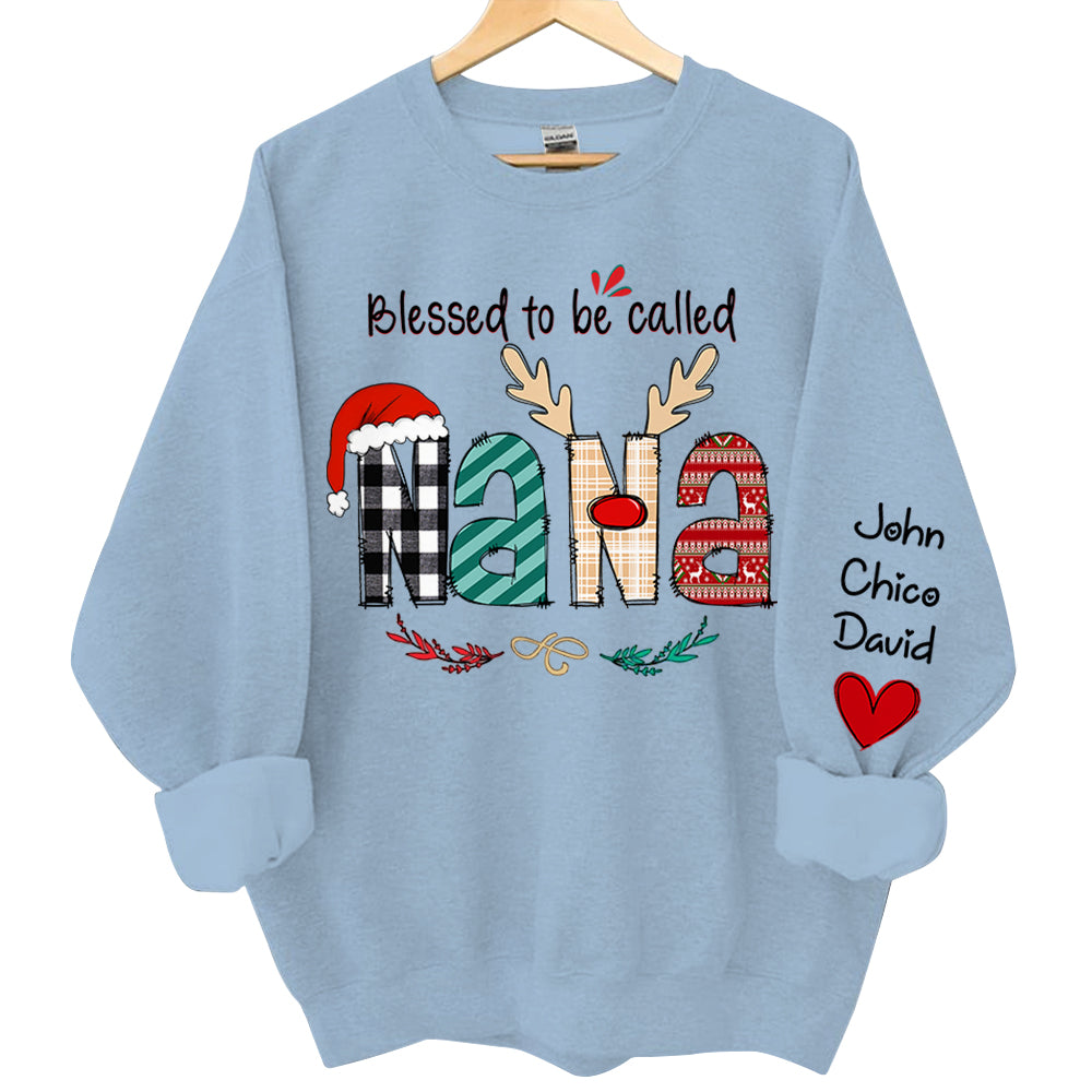 Blessed To Be Called Nana - Personalized Grandma Gift - Custom Grandma and Grandkids Sweatshirt Qa02