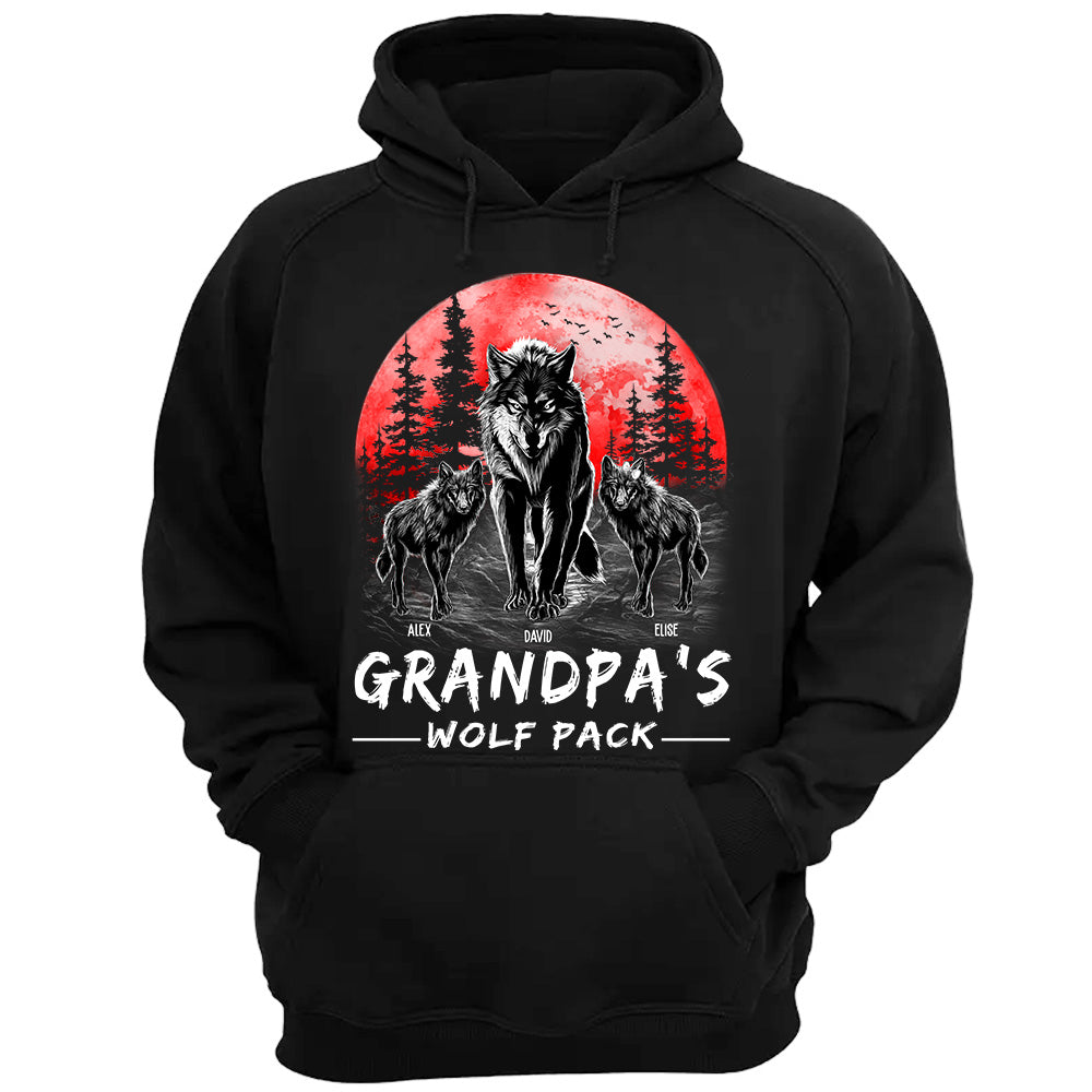 Grandpa Wolf Pack Personalized Shirt - Perfect Father's Day Gift for Grandfather & Dad - Unique Men's Personalized Tee