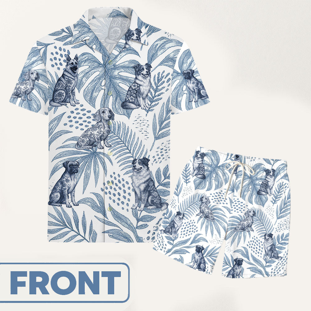Personalized Hawaiian Shirt, Custom Dog Cat with Toile De Jouy Style, Summer Gift A2110 Pt99