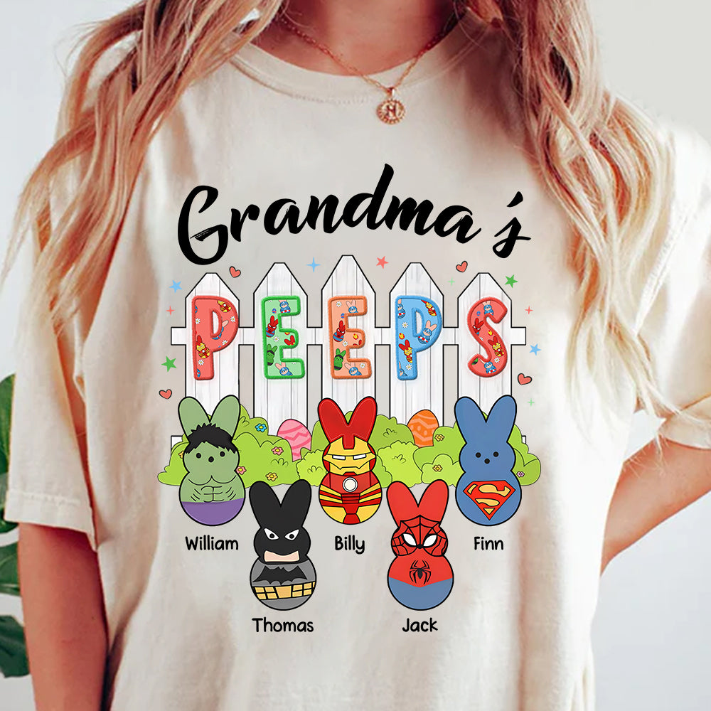 Personalized Grandma Peeps Easter Shirt, Custom Gift For Nickname and Kids Names T1807 Li29
