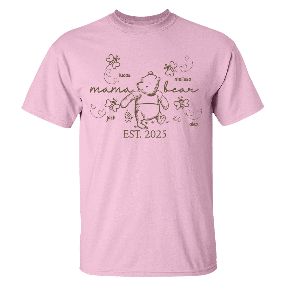 Custom Mama Bear Est 2025 And Grandkids Shirts For Grandma Nh00