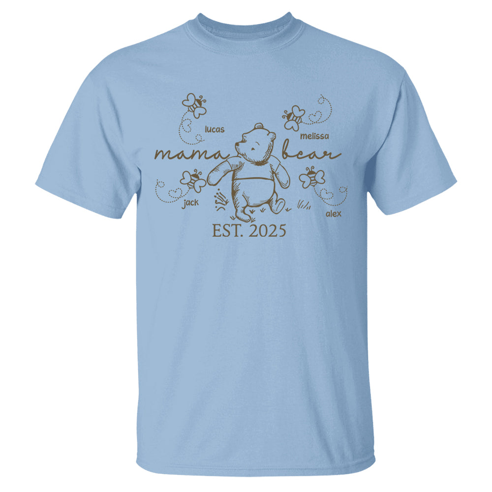 Custom Mama Bear Est 2025 And Grandkids Shirts For Grandma Nh00