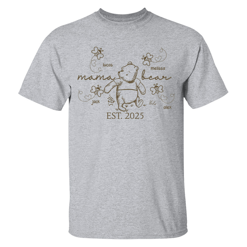 Custom Mama Bear Est 2025 And Grandkids Shirts For Grandma Nh00