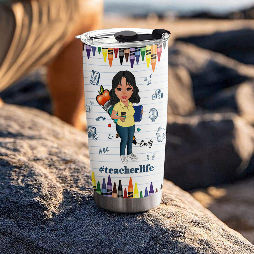 Personalized Teacher Nutrition Facts Crayons Teacher Life Back to School Tumbler For Teacher Hg98 Lihd
