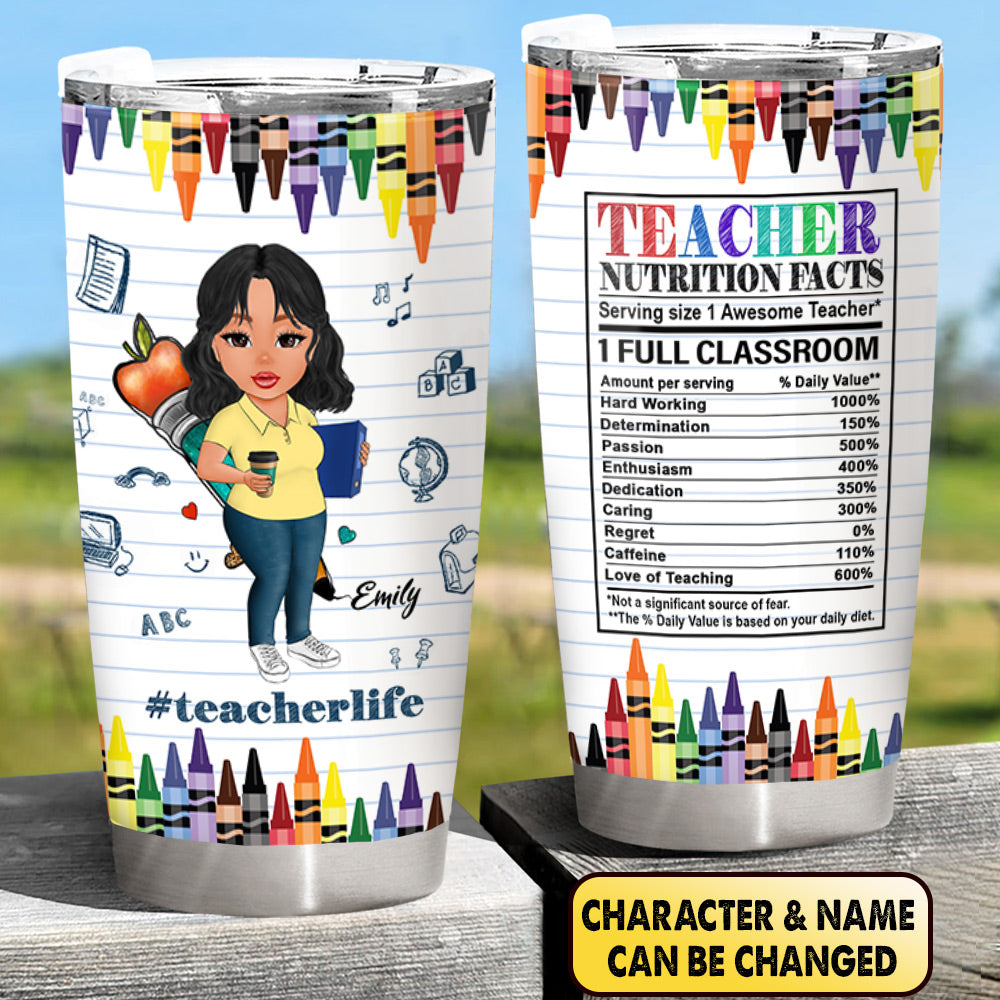 Personalized Teacher Nutrition Facts Crayons Teacher Life Back to School Tumbler For Teacher Hg98 Lihd