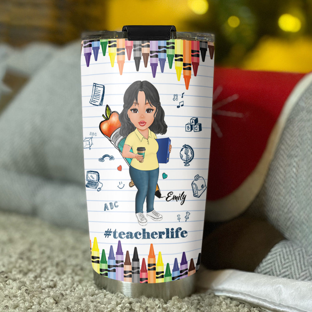 Personalized Teacher Nutrition Facts Crayons Teacher Life Back to School Tumbler For Teacher Hg98 Lihd