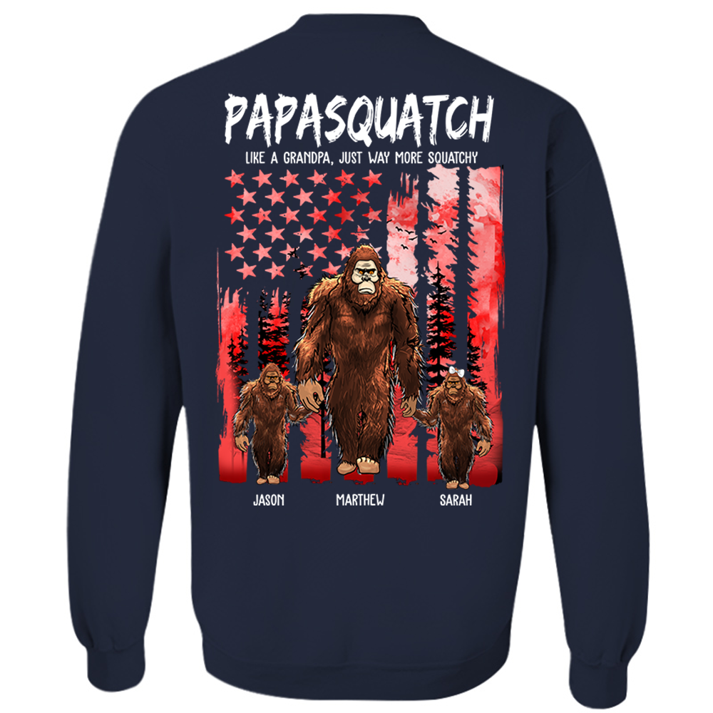 Papasquatch Like A Grandpa Just Way More Squatchy - Personalized Bigfoot Vintage Shirt Gift For Dad & Grandpa