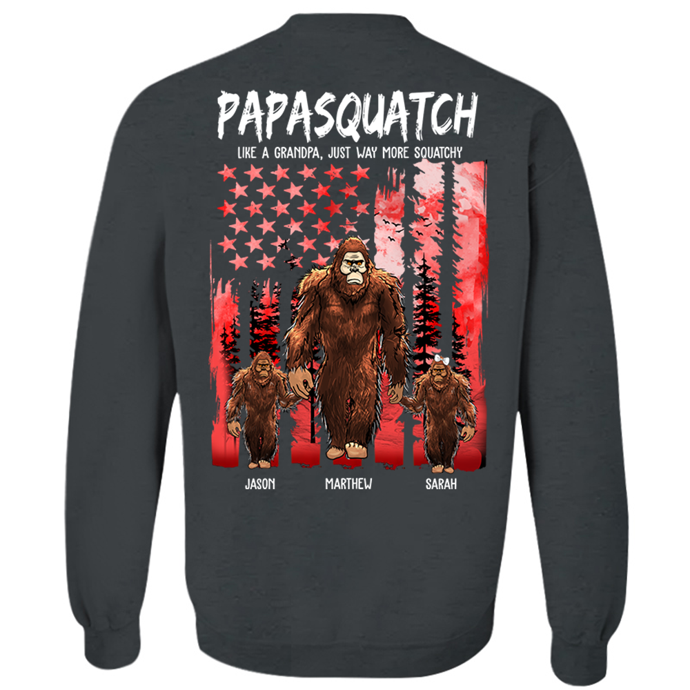 Papasquatch Like A Grandpa Just Way More Squatchy - Personalized Bigfoot Vintage Shirt Gift For Dad & Grandpa