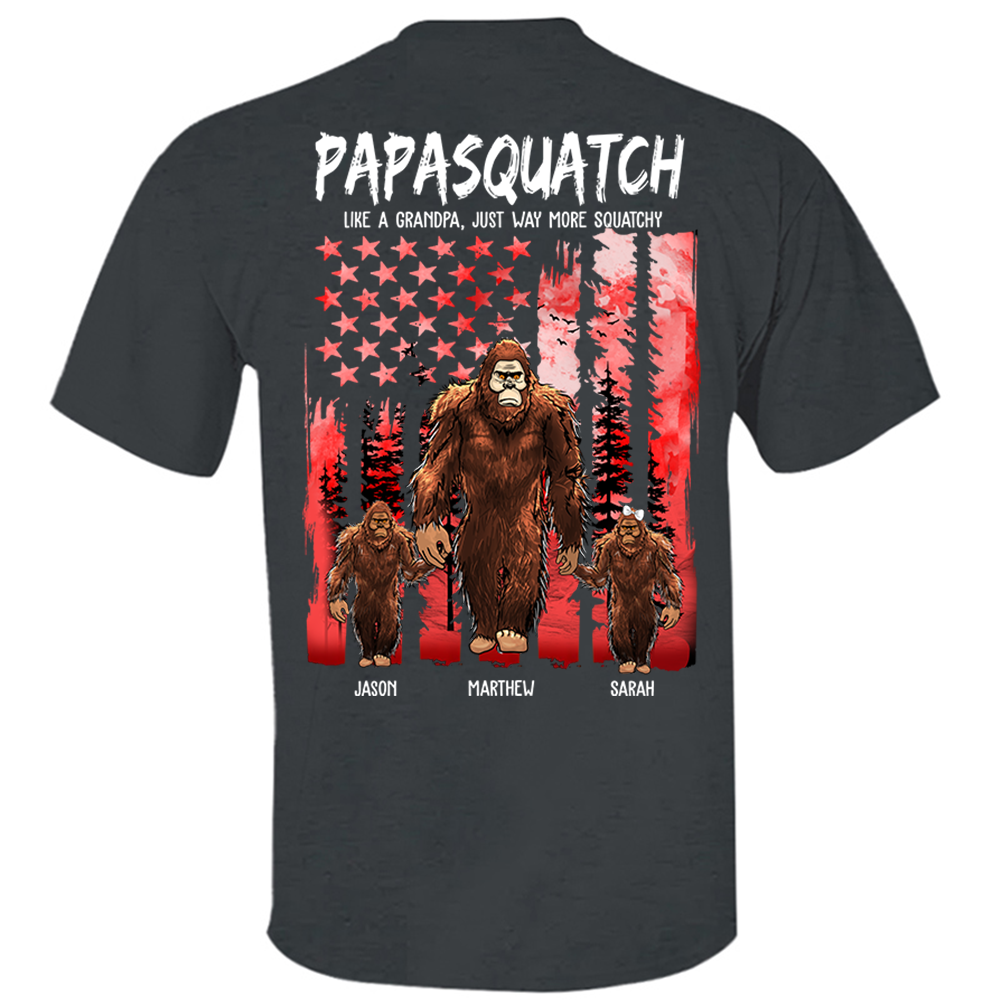 Papasquatch Like A Grandpa Just Way More Squatchy - Personalized Bigfoot Vintage Shirt Gift For Dad & Grandpa