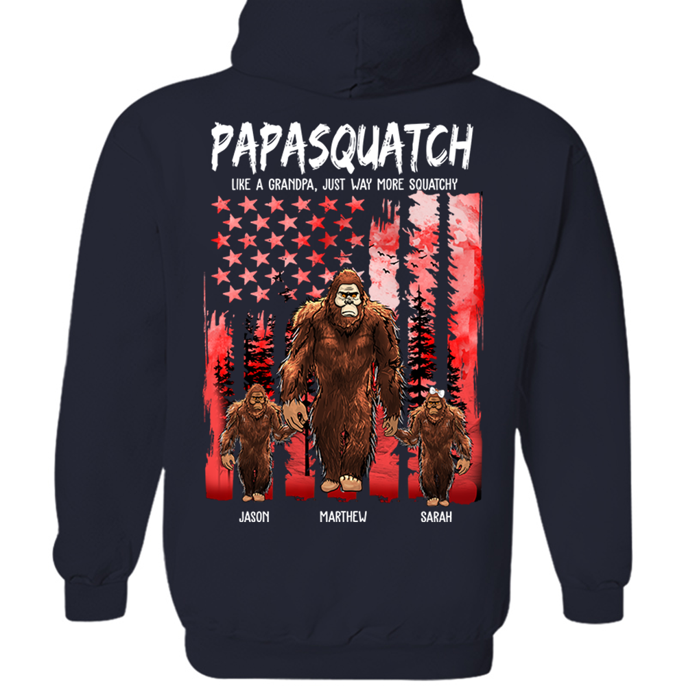 Papasquatch Like A Grandpa Just Way More Squatchy - Personalized Bigfoot Vintage Shirt Gift For Dad & Grandpa