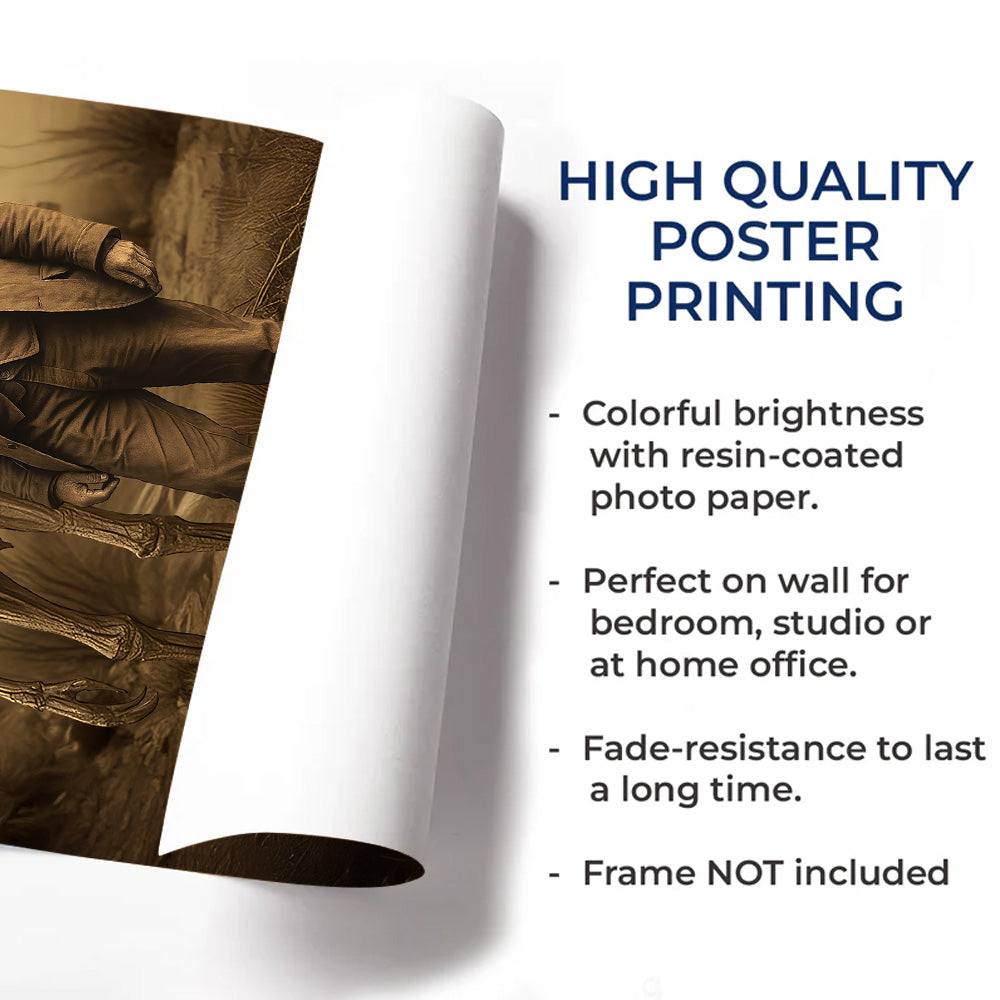 Custom Face Man & Alien Poster – Aliens Saw Me But Nobody Believed Vintage 19th Century Wall Art Print Tu20