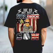 Personalized He Is Not Just A Soldier He Is My Son Shirt Vr2