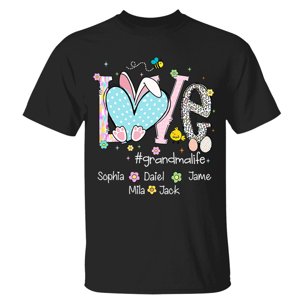 Love Grandmalife Easter Bunny Gift For Family, Custom Grandma And Grandkids T-Shirt T1807 NV01