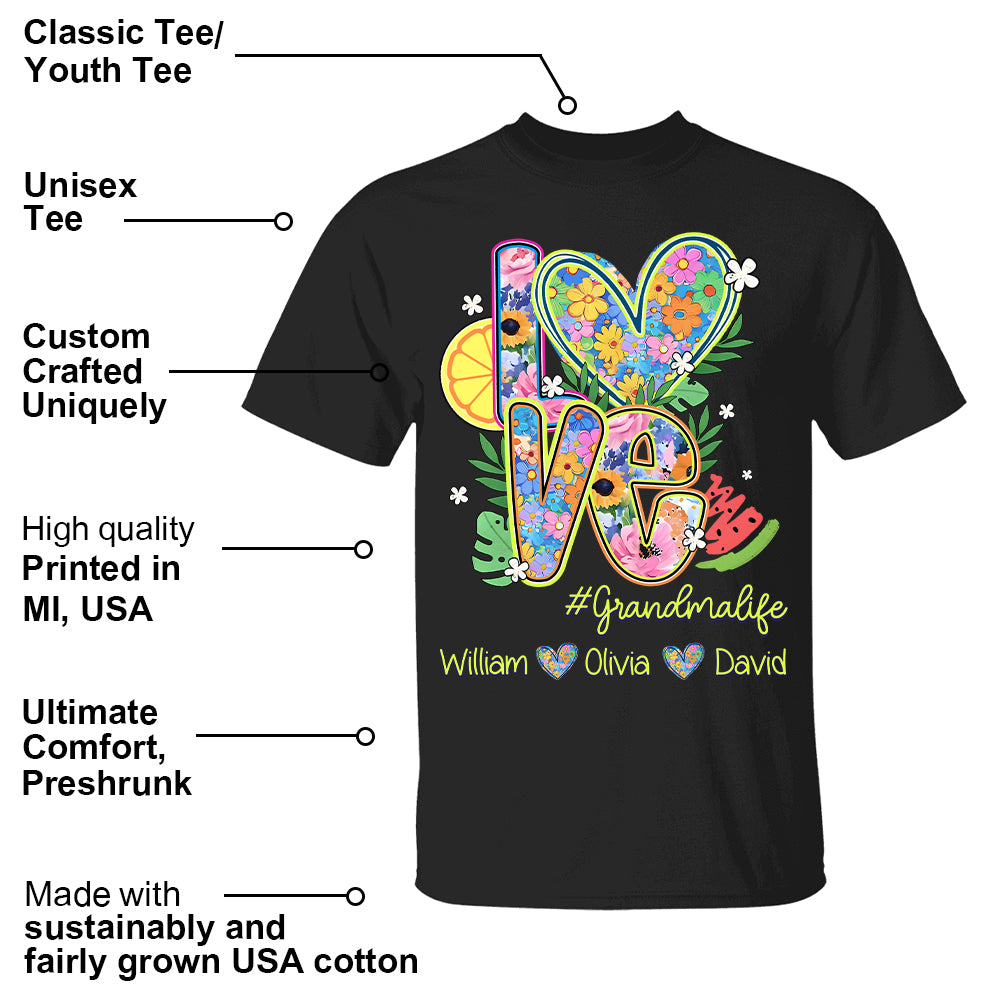 Summer Love Grandmalife - Custom Nickname & Kid Names - Personalized Shirt Gift For Grandma NA04 Li29
