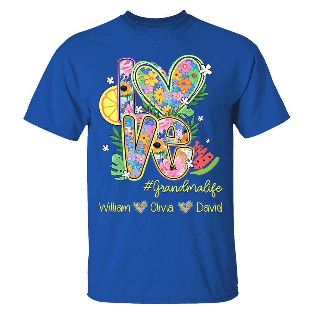 Summer Love Grandmalife - Custom Nickname & Kid Names - Personalized Shirt Gift For Grandma NA04 Li29