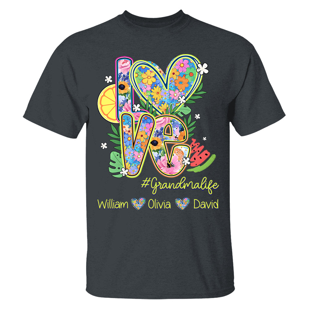 Summer Love Grandmalife - Custom Nickname & Kid Names - Personalized Shirt Gift For Grandma NA04 Li29
