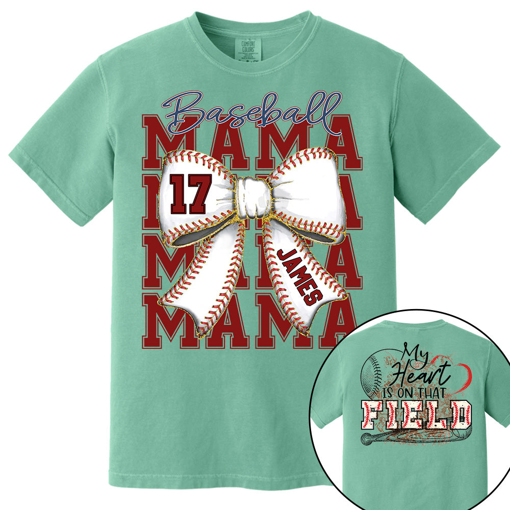 My Heart Is On That Field, Personalized Baseball Mom Shirt, Gift For Baseball Lover A2110 Pt99