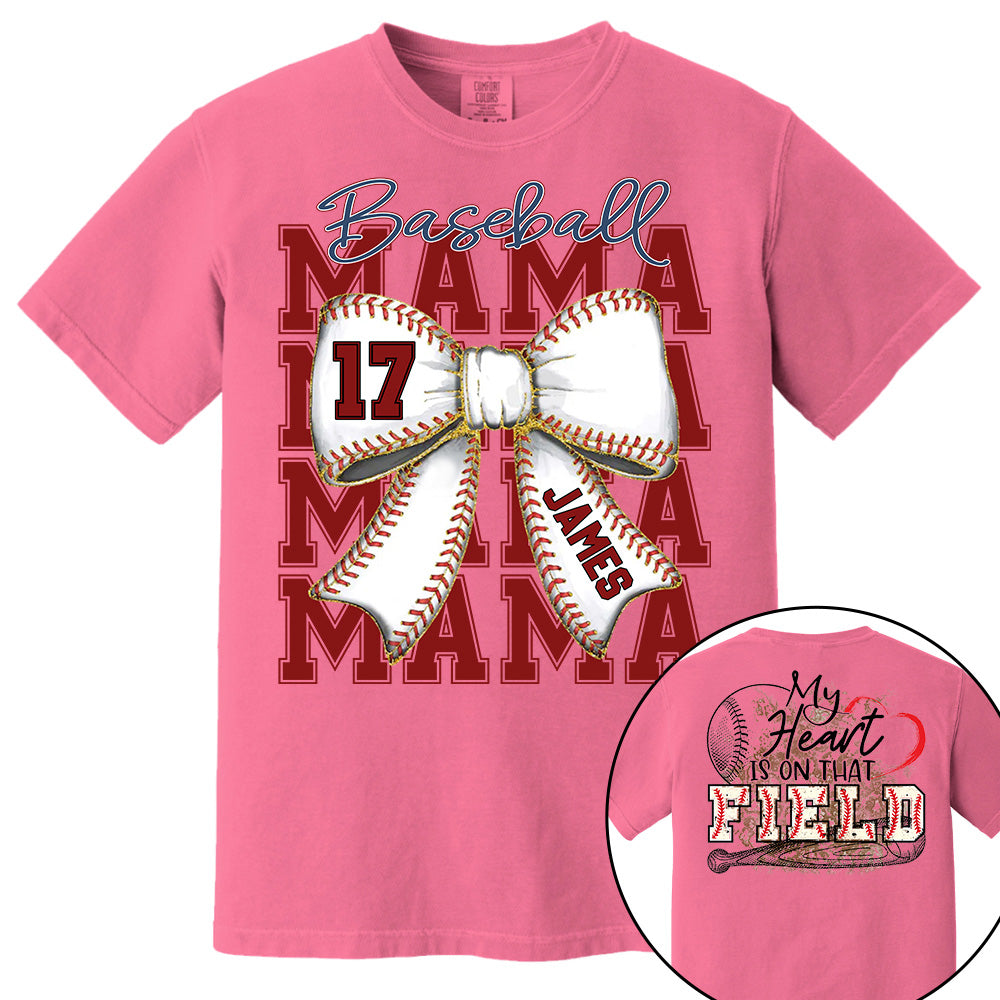 My Heart Is On That Field, Personalized Baseball Mom Shirt, Gift For Baseball Lover A2110 Pt99