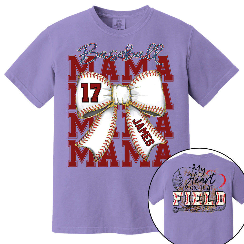 My Heart Is On That Field, Personalized Baseball Mom Shirt, Gift For Baseball Lover A2110 Pt99