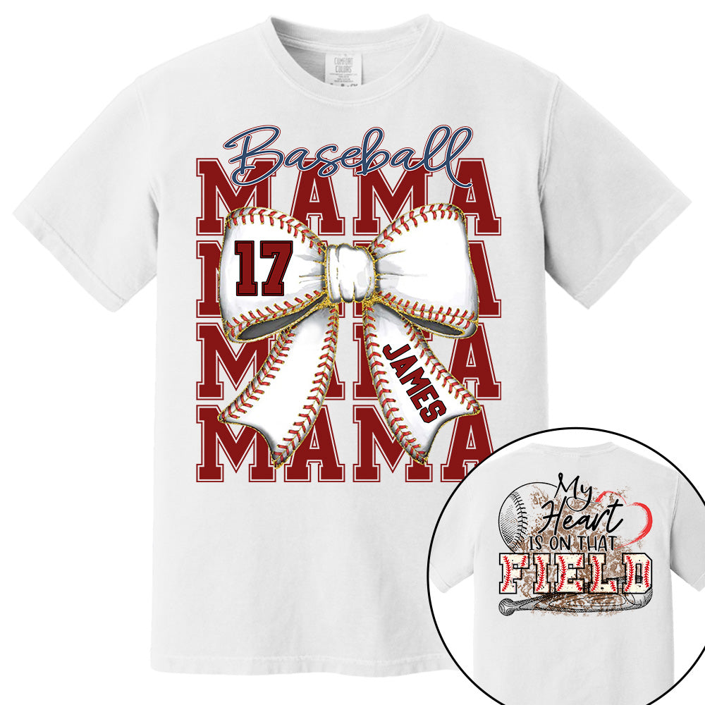My Heart Is On That Field, Personalized Baseball Mom Shirt, Gift For Baseball Lover A2110 Pt99