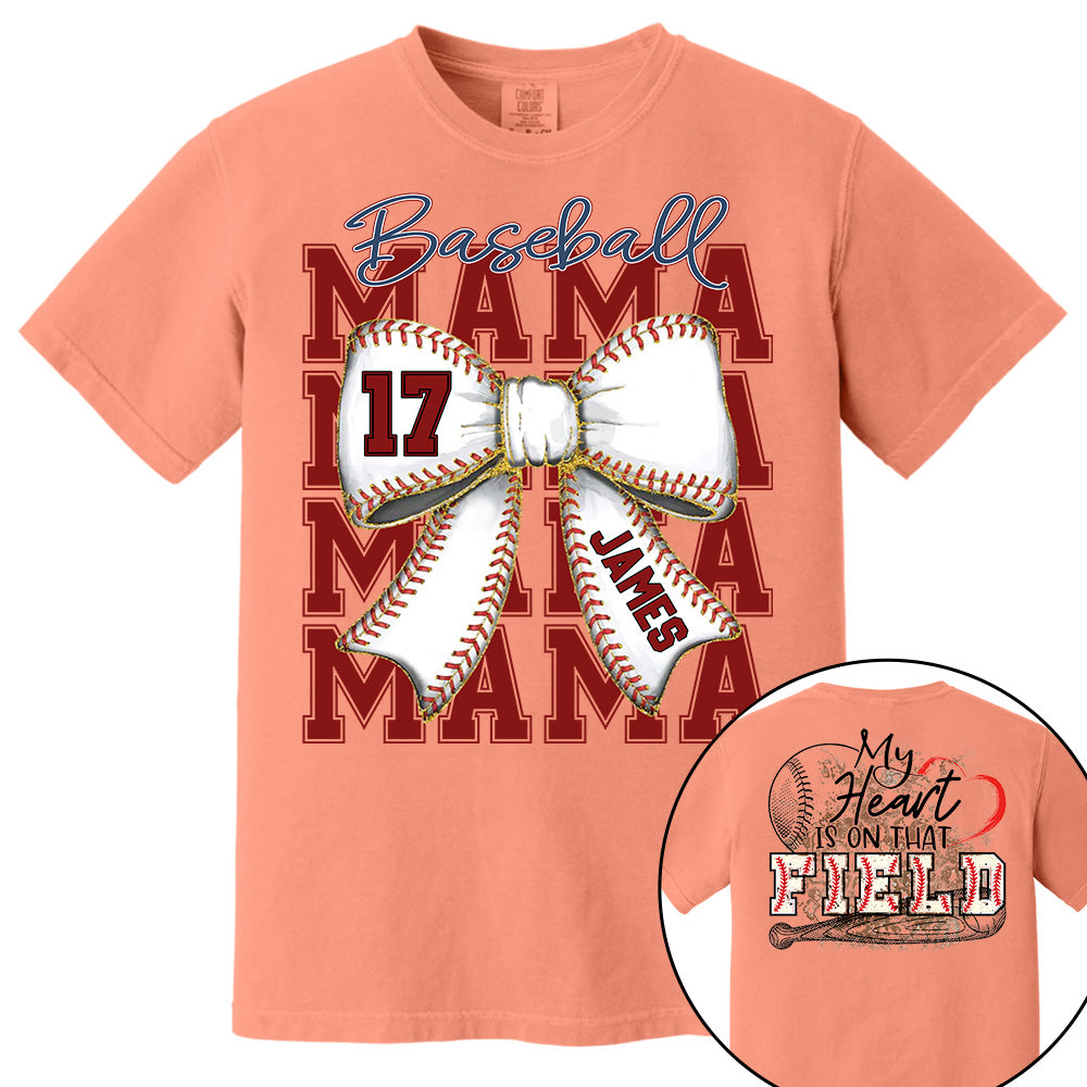 My Heart Is On That Field, Personalized Baseball Mom Shirt, Gift For Baseball Lover A2110 Pt99