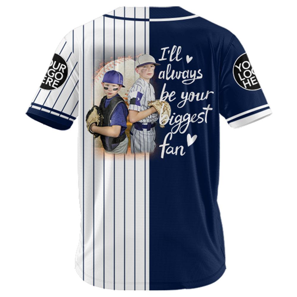 I'll Be Your Biggest Fan, Custom 2 Colors Personalization Split Baseball Jersey, Custom Photo Baseball Jersey, Gift For Baseball Lover Vr2 A2110 Hv01