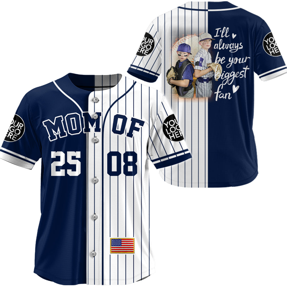 I'll Be Your Biggest Fan, Custom 2 Colors Personalization Split Baseball Jersey, Custom Photo Baseball Jersey, Gift For Baseball Lover Vr2 A2110 Hv01