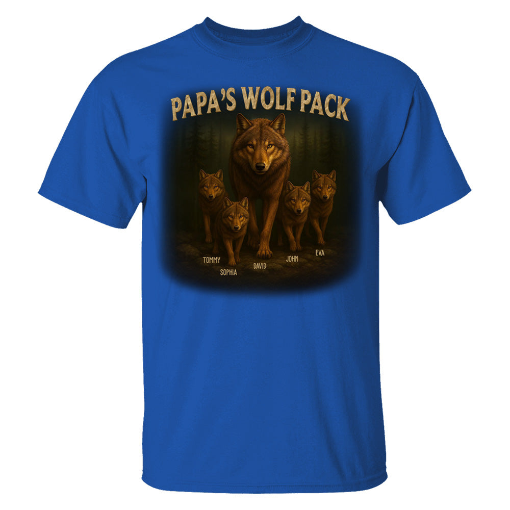 Papa’s Wolf Pack - Family Personalized Custom Unisex T-shirt, Premium T-shirt, Hoodie - Father's Day, Gift For Dad, Grandpa Pt99