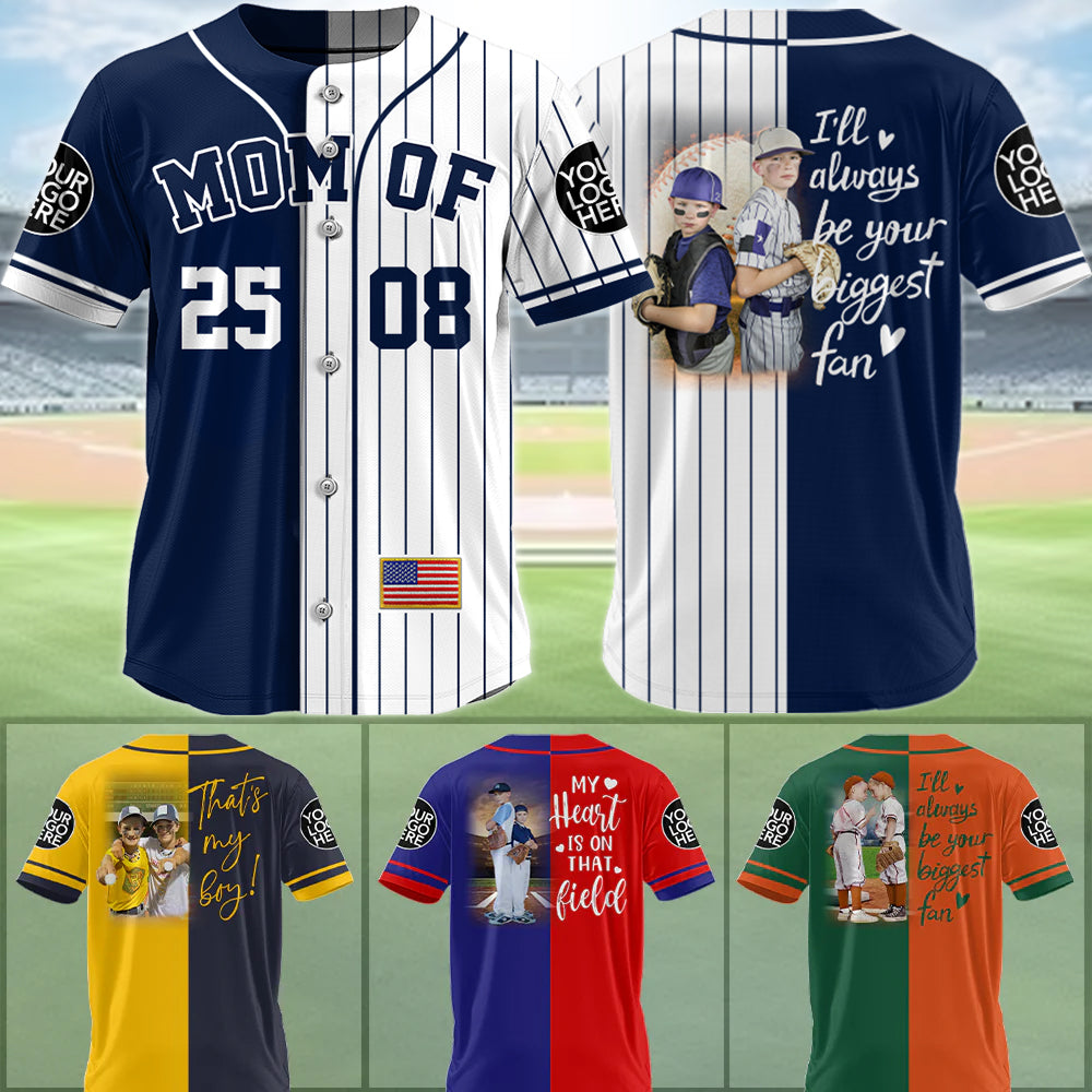 I'll Be Your Biggest Fan, Custom 2 Colors Personalization Split Baseball Jersey, Custom Photo Baseball Jersey, Gift For Baseball Lover Vr2 A2110 Hv01