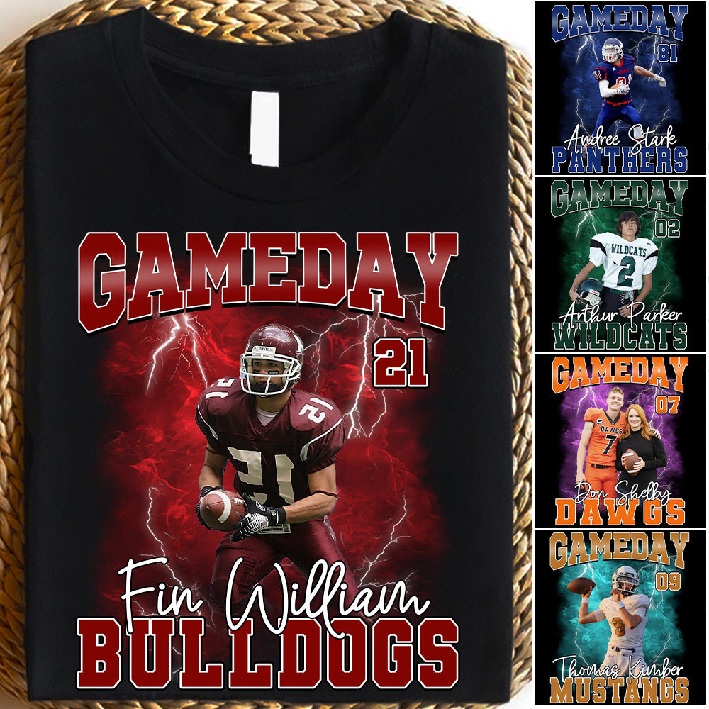 Football Game Day Personalized Shirt Custom Photo Vintage Football Shirt Gift For Football Player