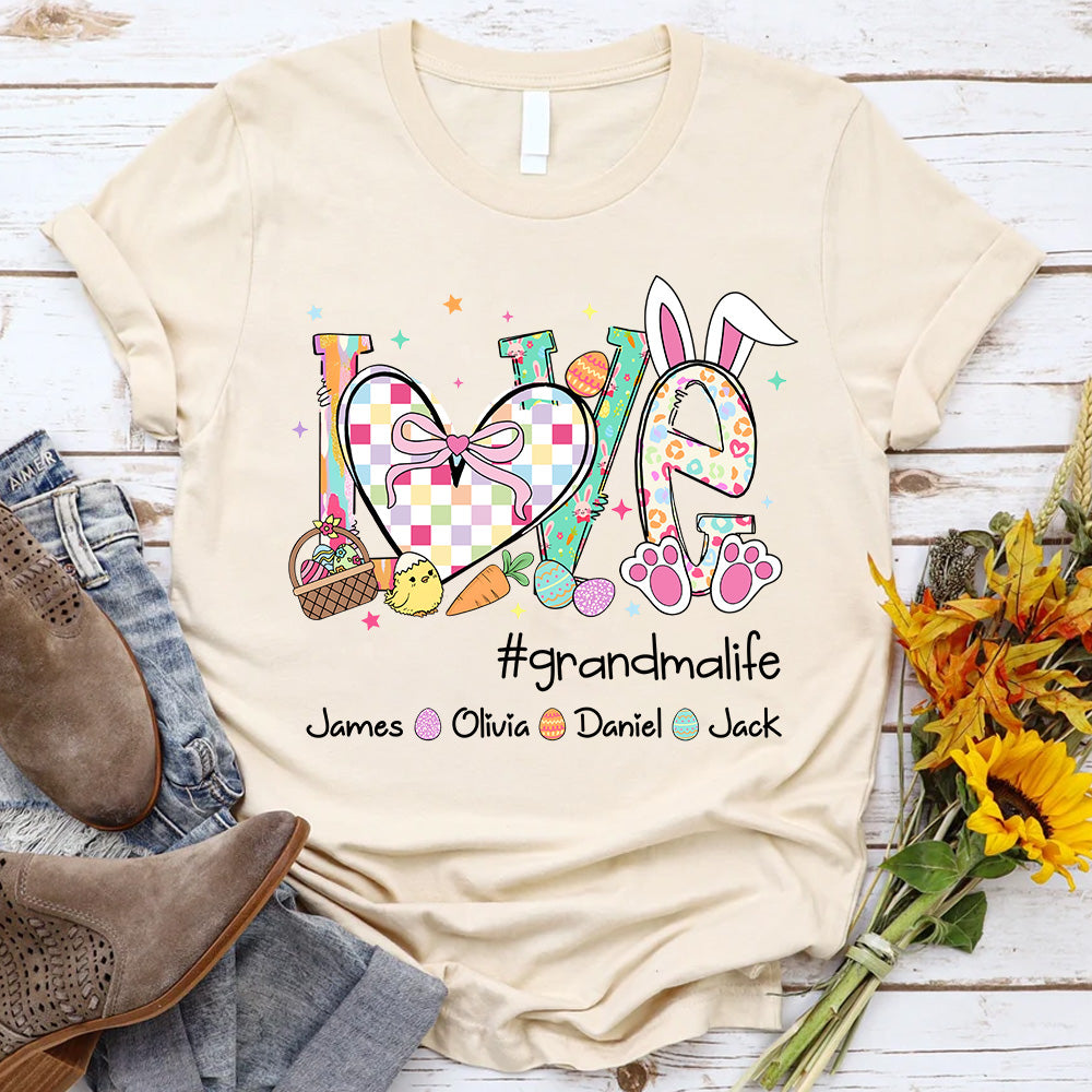 Love Grandmalife Easter Gift For Family, Custom Grandma And Grandkids T-Shirt T1807 VH01