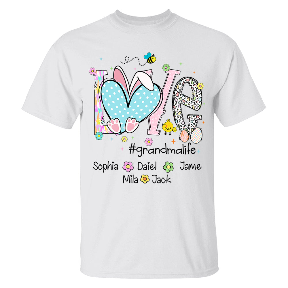 Love Grandmalife Easter Bunny Gift For Family, Custom Grandma And Grandkids T-Shirt T1807 NV01